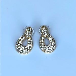 SWAROVSKI Crystal Gold Tone Dangle Loop pierced Earrings